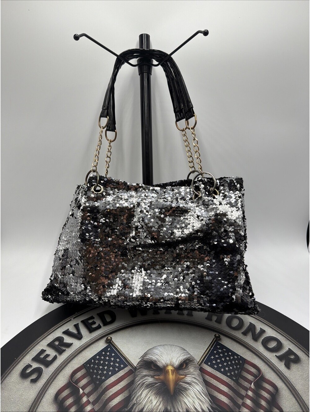 ZLM Bag womens glitter sequins Shoulder Tote 15” x 10.2” x 3.1”